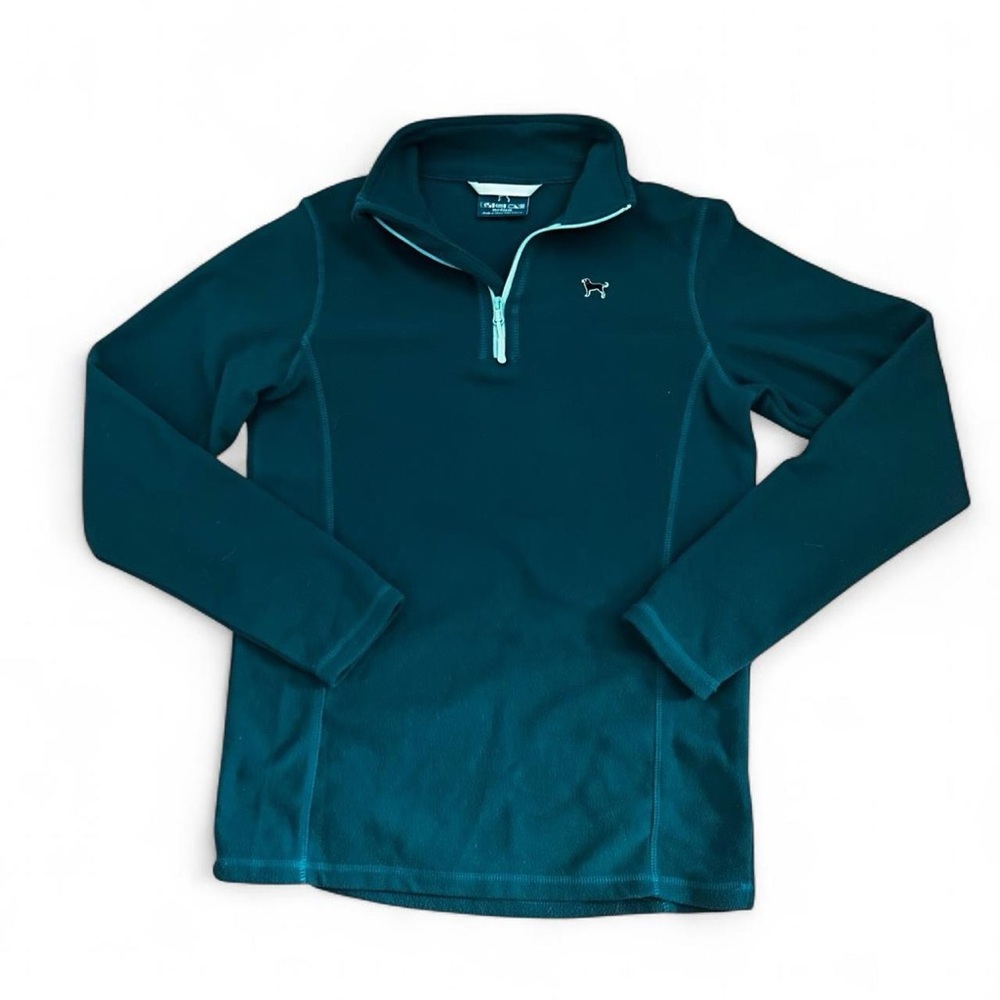 The Black Dog soft, warm outdoor green quarter zip sleeve fleece pullover